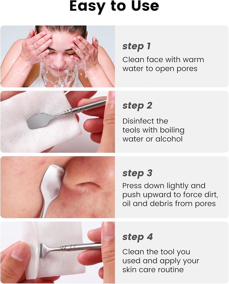 Boxoyx Pimple Popper Tool Kit - 6 Pcs Pore Prep Blackhead Remover Comedone Extractor Kit with Box for Quick and Easy Removal of Pimples, Blackheads, Zit Removing, Forehead,Facial and Nose (Silver) - Image 5